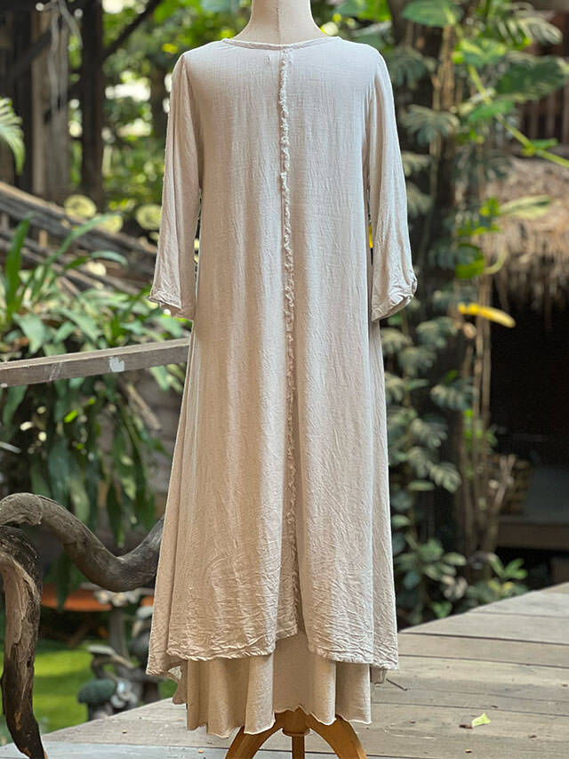 asana HEMP100% テロテロ フォレスト ロング ワンピース・きなり
