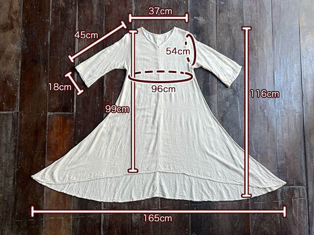 asana HEMP100% フォレスト ロング ワンピース・きなり