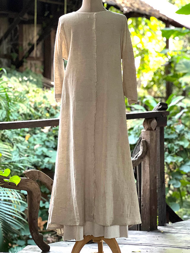 asana HEMP100% フォレスト ロング ワンピース・きなり【パヤカ  