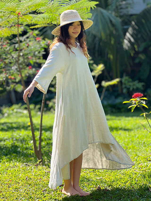 asana HEMP100% テロテロ フォレスト ロング ワンピース・きなり