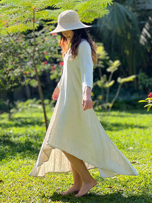 asana HEMP100% テロテロ フォレスト ロング ワンピース・きなり