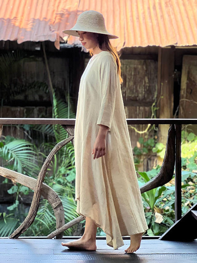 asana HEMP100% フォレスト ロング ワンピース・きなり【パヤカ  