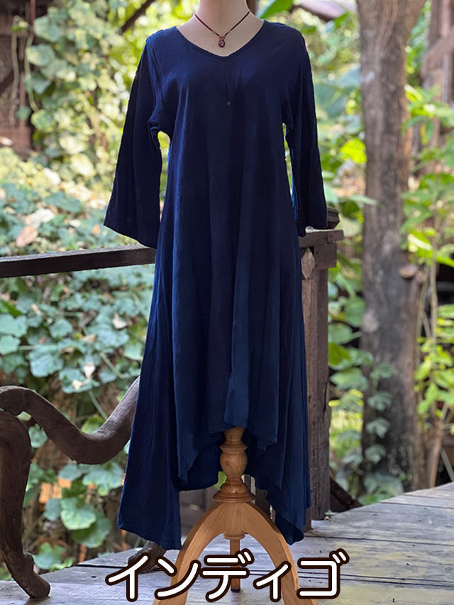 asana HEMP100% フォレスト ロング ワンピース・草木染め