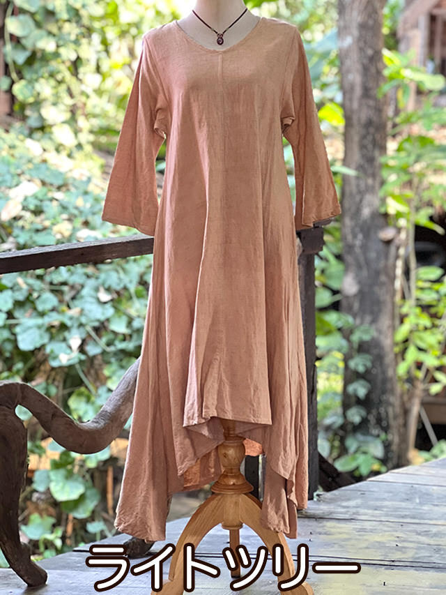 asana HEMP100% フォレスト ロング ワンピース・草木染め【パヤカ