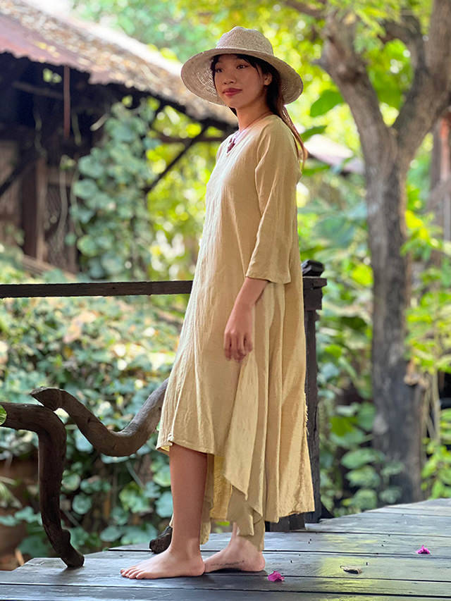 うさとの服　ロングワンピース　ヘンプ100% asana HEMP100% フォレスト ロング ワンピース・草木染め