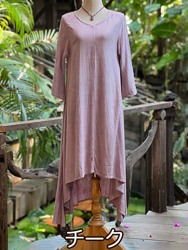 asana HEMP100% フォレスト ロング ワンピース・草木染め【パヤカ