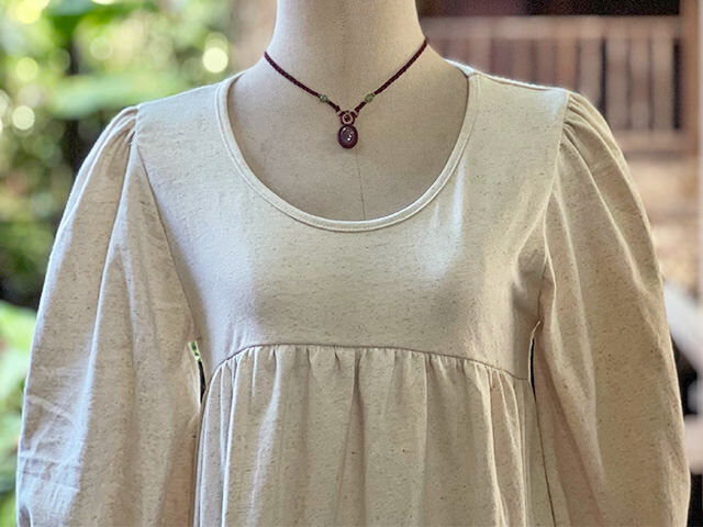 asana ヘンプコットン 厚手 七分袖 ワンピース・きなり