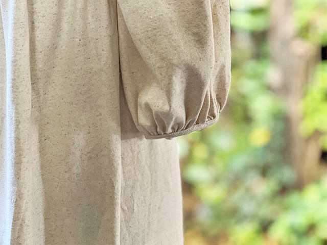 asana ヘンプコットン 厚手 七分袖 ワンピース・きなり