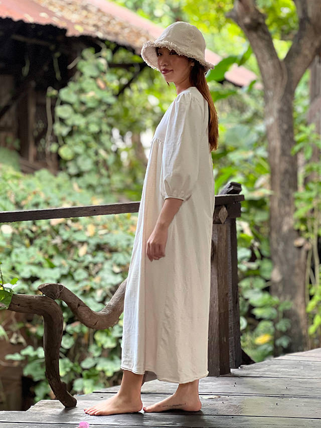 【✨極美品✨】パヤカ◎厚手 ヴィーナス ワンピース きなり asana ヘンプコットン 厚手 七分袖 ワンピース・きなり【パヤカ