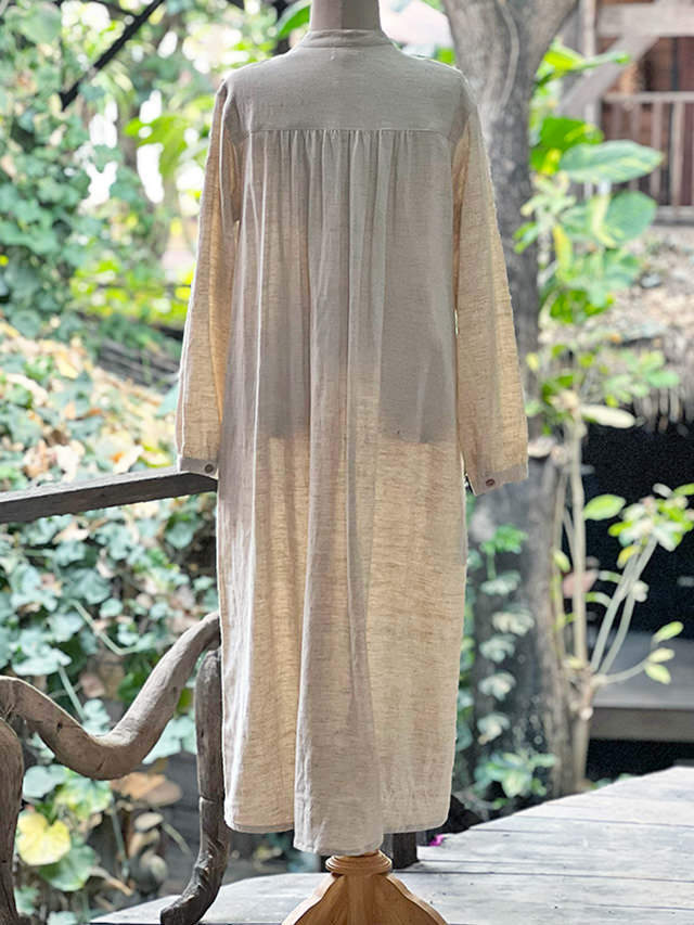 45rpmベージュ 麻フリンジ ロングワンピース asana HEMP100% フリンジ ロング ワンピース・きなり【パヤカ
