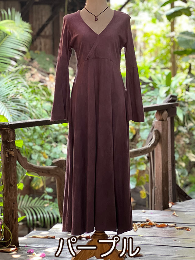 asana ヘンプコットン 薄手 ナウシカ ロング ワンピース・草木染め