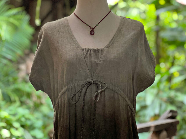 asana HEMP100% テロテロ 縄文ワンピース・草木染めグラデーション