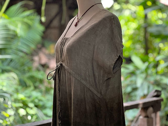 asana HEMP100% テロテロ 縄文ワンピース・草木染めグラデーション