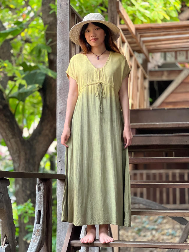 asana HEMP100% テロテロ 縄文ワンピース・草木染めグラデーション