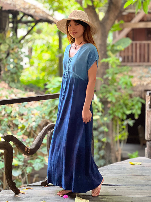 asana HEMP100% テロテロ 縄文ワンピース・草木染めグラデーション