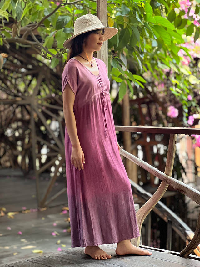 asana HEMP100% テロテロ 縄文ワンピース・草木染めグラデーション