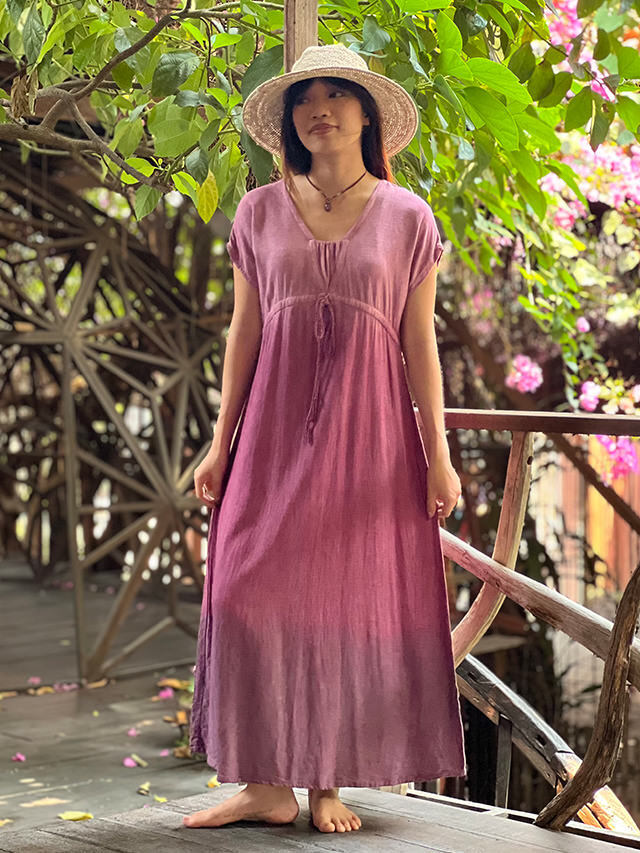 asana HEMP100% テロテロ 縄文ワンピース・草木染めグラデーション