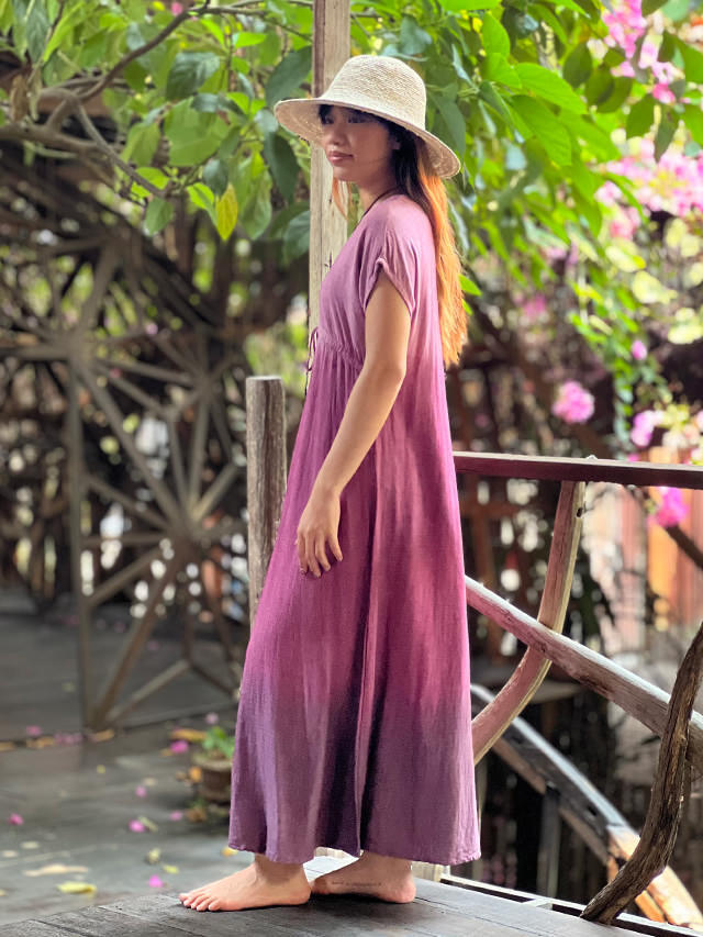 asana HEMP100% テロテロ 縄文ワンピース・草木染めグラデーション