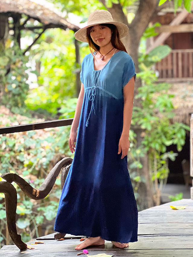 asana HEMP100% テロテロ 縄文ワンピース・草木染め