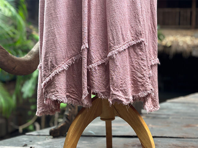 asana HEMP100% テロテロ 切り替え カシュクール ロング ワンピース・草木染め