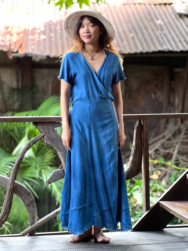 風呂敷みやこ染めワンピース 風呂敷みやこ染めワンピース 風呂敷みやこ染めワンピース 藍染しじら