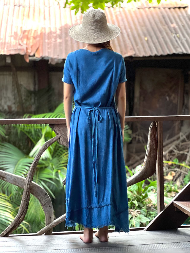 asana HEMP100% テロテロ 切り替え カシュクール ロング ワンピース