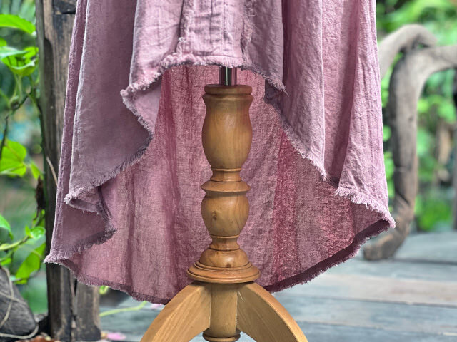 asana 麻100% 薄手 フリンジ ラウンドテール ワンピース・きなり