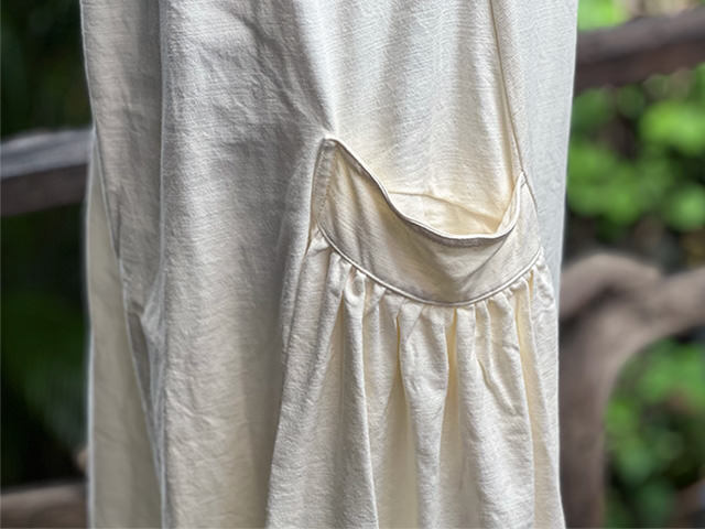 asana HEMP100% デニム風 サロペット ワンピース・きなり