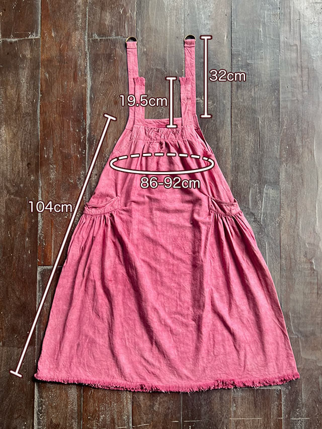 asana HEMP100% デニム風 サロペット ワンピース・きなり