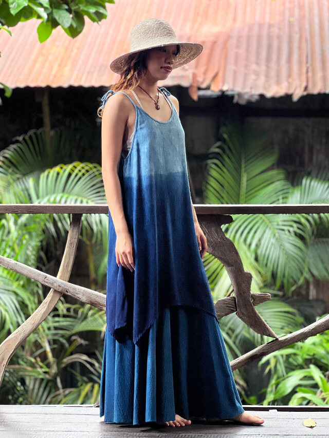 パヤカ payaka HEMP100% 手織り テロテロ チュニック asana HEMP100% テロテロ 肩紐 チュニック・草木染め【パヤカ