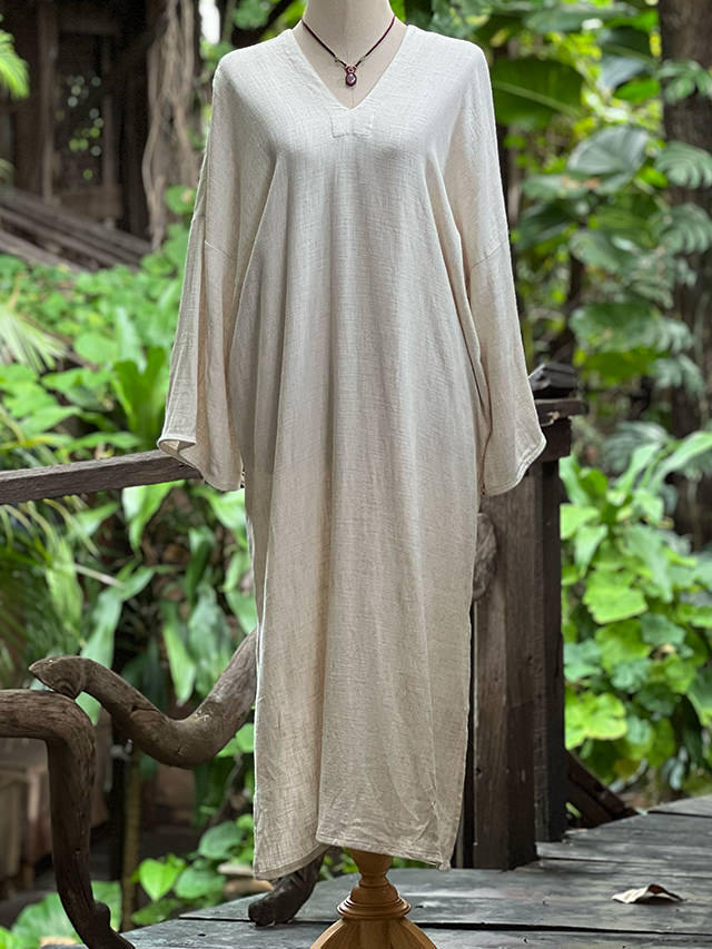 【美品】パヤカ asana ヘンプ100% 貫頭衣 ワンピース asana HEMP100% やわらか 貫頭衣 ワンピース・きなり【パヤカ