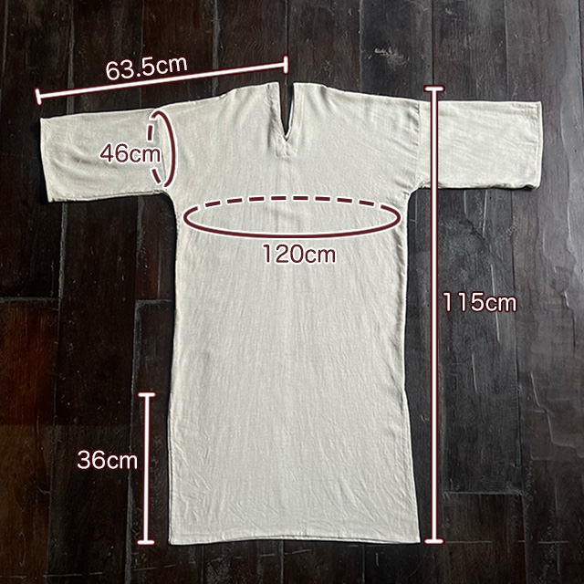 asana HEMP100% やわらか 貫頭衣 ワンピース・きなり