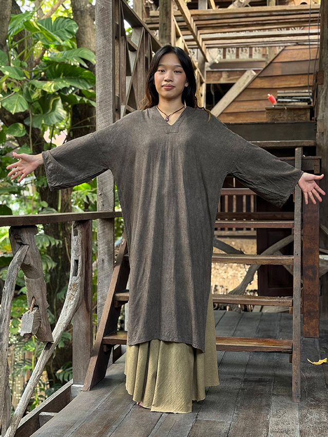 asana HEMP100% やわらか 貫頭衣 ワンピース・草木染め【パヤカ