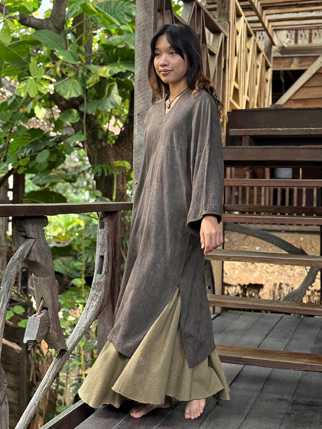 asana HEMP100% やわらか 貫頭衣 ワンピース・草木染め【パヤカ