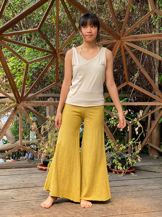 asana ヘンプコットン 厚手 フレアーパンツ・草木染め【パヤカ  