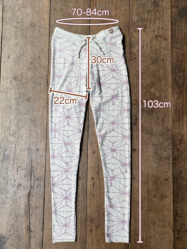 asana ヘンプコットン 麻柄プリント 厚手 レギンス