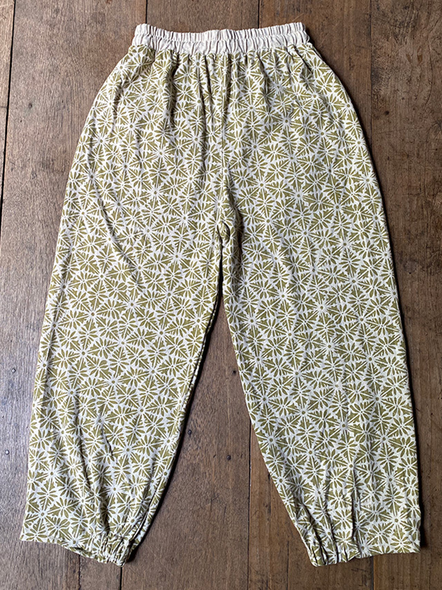asana ヘンプコットン 厚手 麻柄プリント スウェット パンツ【パヤカ