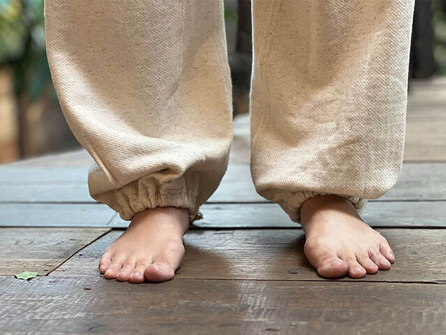 asana ヘンプコットン スウェット パイル タイパンツ・きなり
