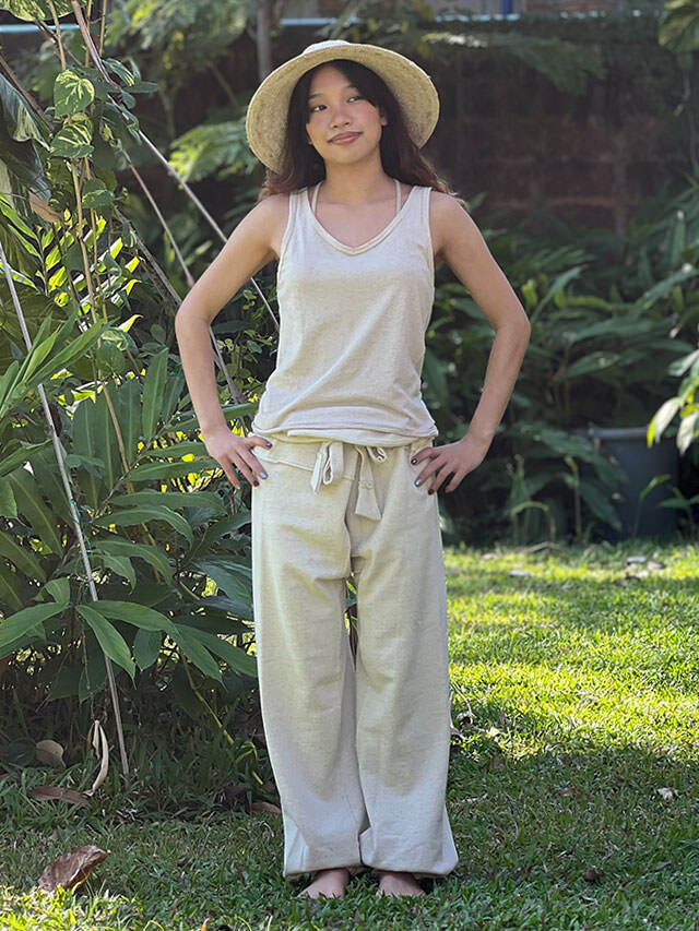 asana ヘンプコットン ふかふか タイパンツ・きなり【パヤカ