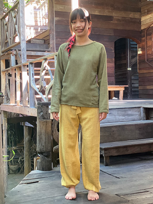 asana ヘンプコットン ふかふか パイル タイパンツ・草木染め【パヤカ