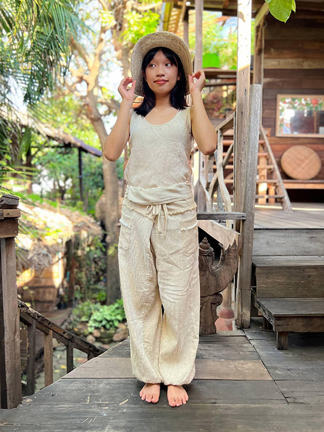 payaka asana HEMP100%NEWパンツスカート(きなり) asana HEMP100% 厚手 デニム風 スカート・きなり【パヤカ