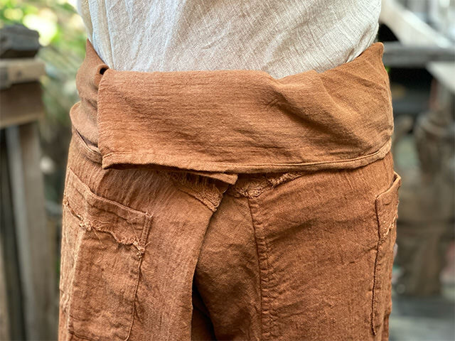 asana HEMP100% 厚手 タイパンツ・草木染め