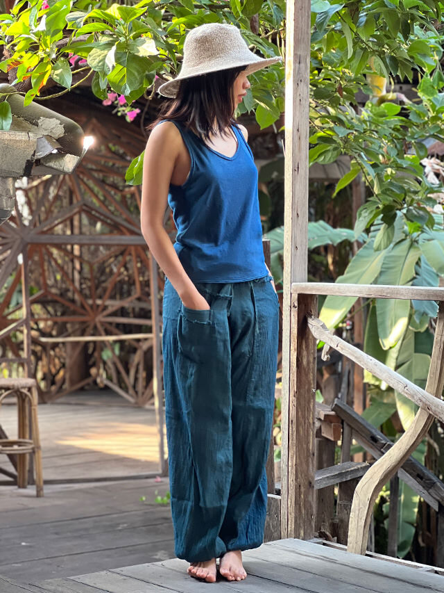 草木染めヨガウェア　アラジンパンツ　エコ　自然派 タイダイ ハイウエスト 草木染めヨガウェアアラジンパンツエコ自然派 タイダイ ハイウエスト