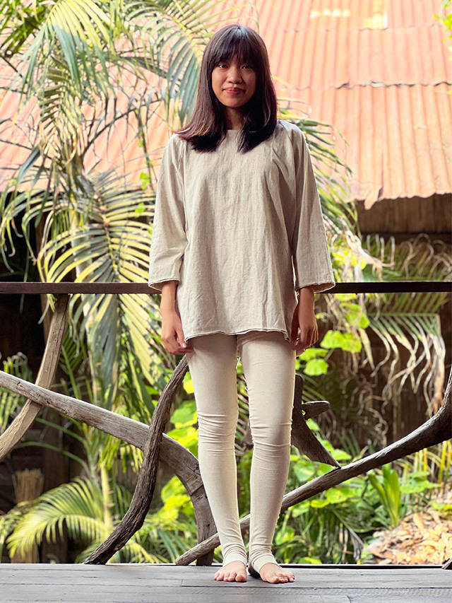 asana ヘンプ リネン コットン ストレッチ トレンカ・きなり【パヤカ