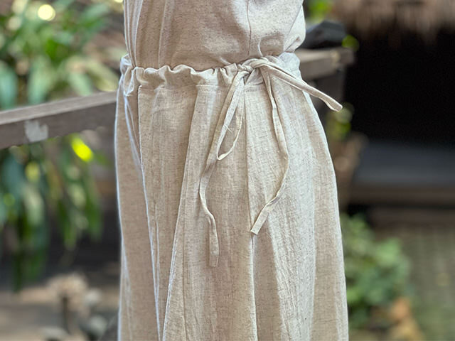 asana HEMP100% 厚手 切り替えし フレアーパンツ・きなり