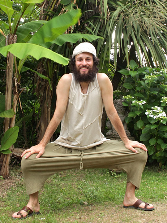 asana ヘンプコットン ひらひらサルエルパンツ・草木染め