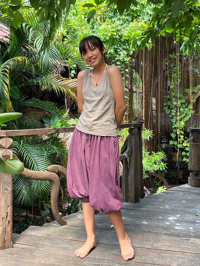 payaka 草木染め　サルエルパンツ　新品 asana HEMP100% サルエル タイパンツ・草木染め【パヤカ
