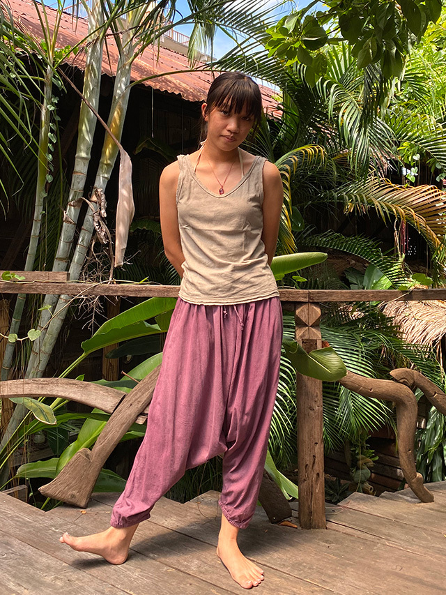 asana ヘンプコットン 薄手 サルエル パンツ・草木染め【パヤカ