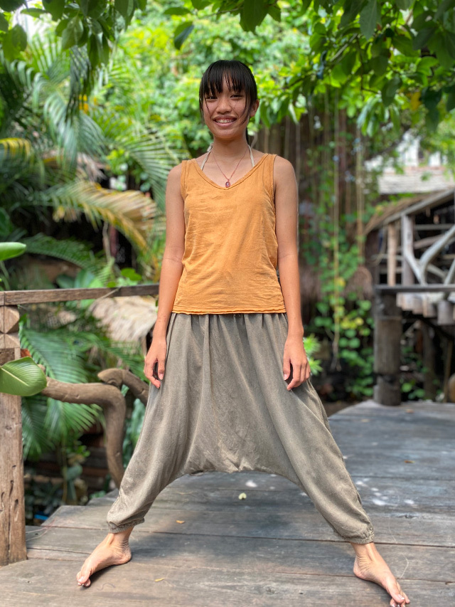 payaka 草木染め　サルエルパンツ　新品 asana HEMP100% サルエル タイパンツ・草木染め【パヤカ