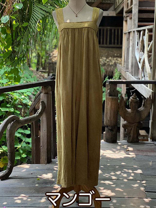 asana ヘンプコットン 薄手 サロペット・草木染め【パヤカ オンライン
